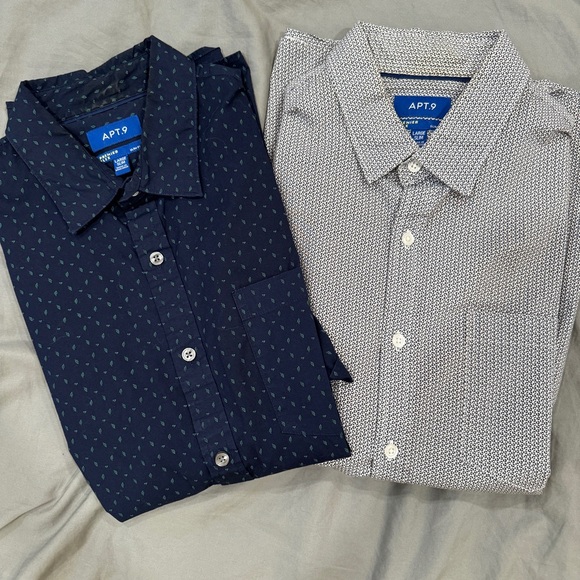 Men’s blue and white button down SLIM FIT shirts with patterns - Picture 1 of 11